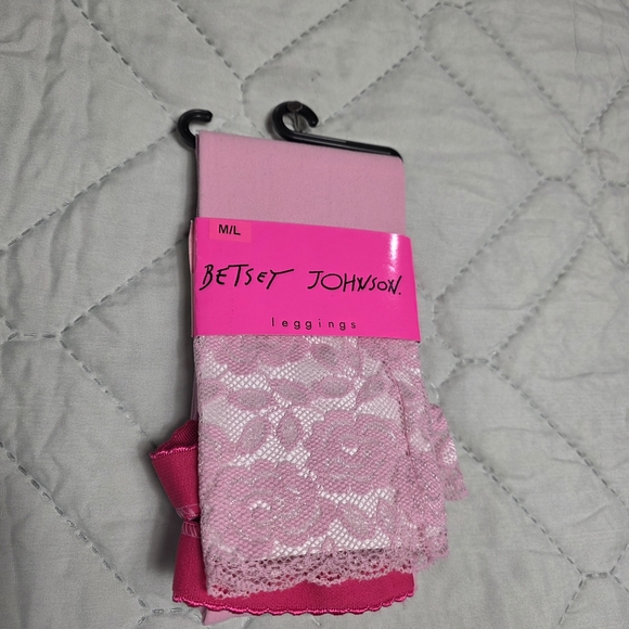 Betsey Johnson Pants - Betsey Johnson Pink Lace Leggings  Sz M/L